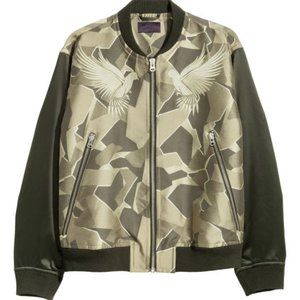 H&M Jacquard-Weave Green Bomber Jacket